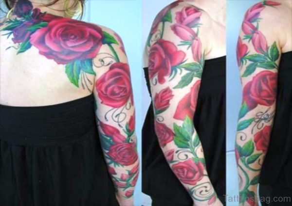 Adorable Roses Vine Tattoo On Arm