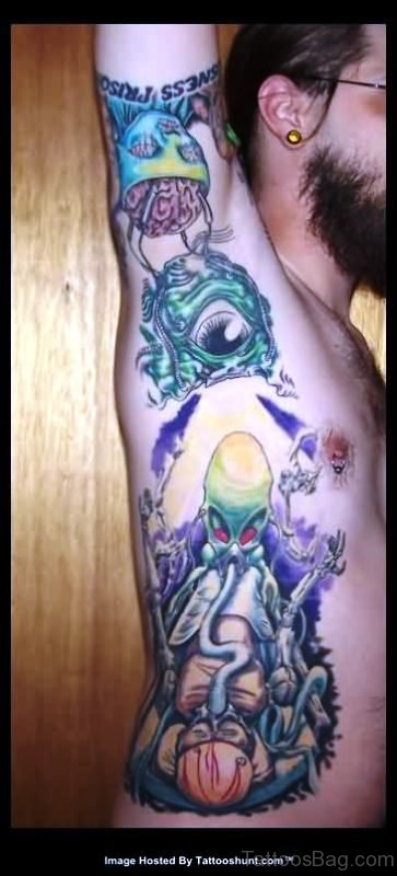 Alien Eye Tattoo On Armpit