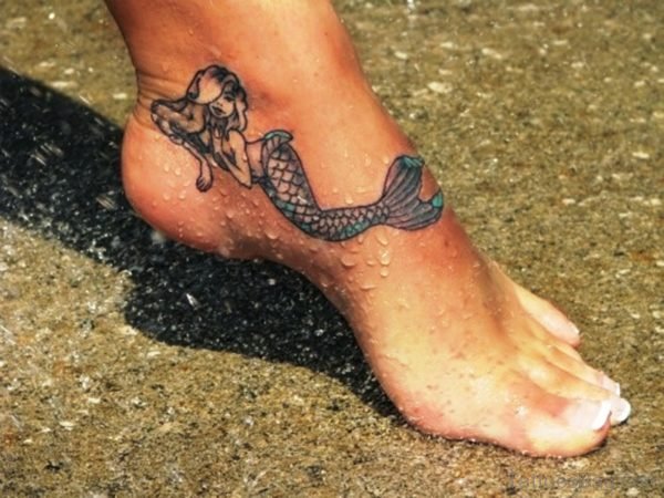 Attractive Mermaid Tattoo On Foot