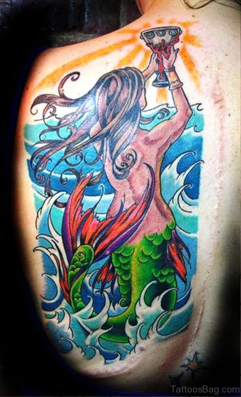 Attractive Mermaid Tattoo On Shoulder Design