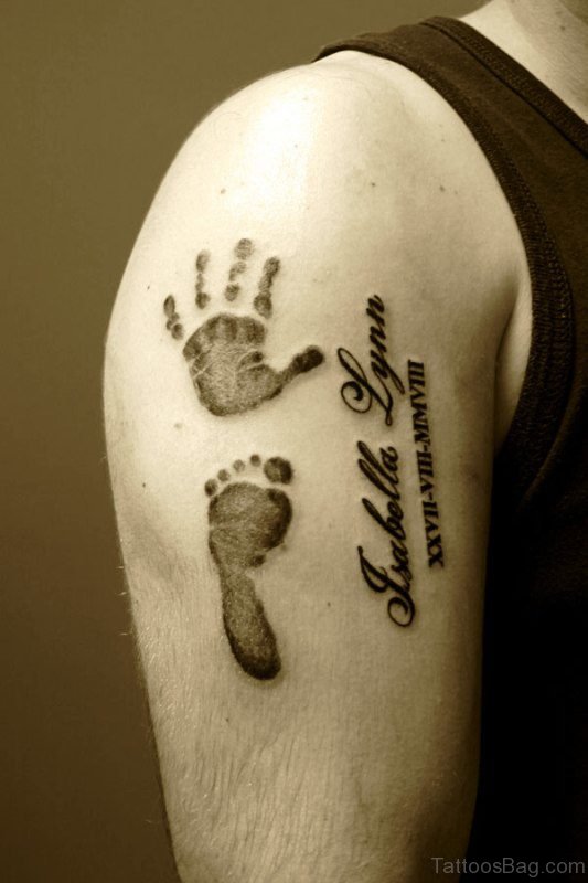 Baby Footprint And Handprint Tattoo