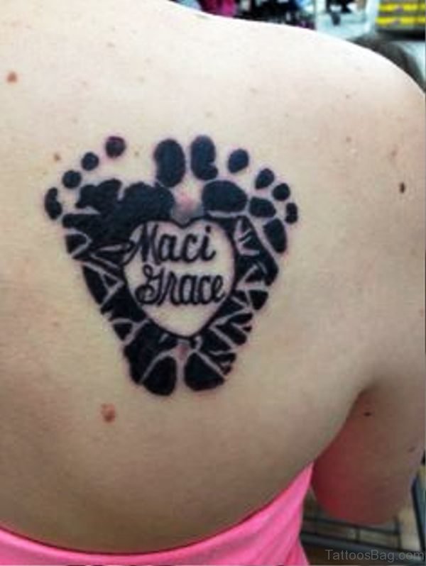 Black Inked Footprints Tattoo Design