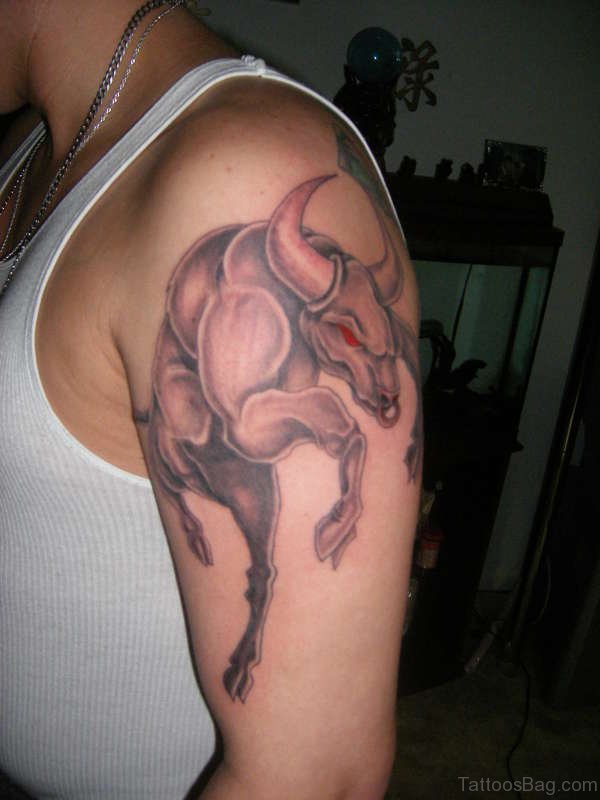 Brown Buffalo Shoulder Tattoo