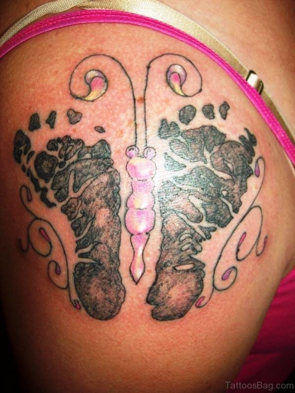Butterfly Design Footprint Tattoo