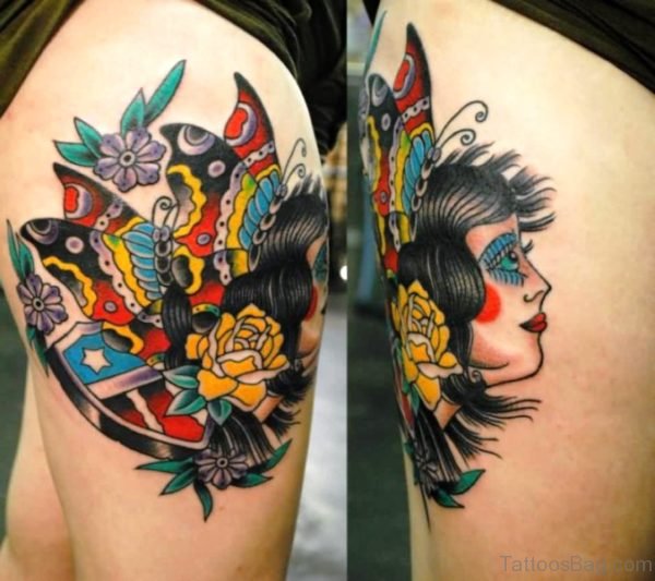 Butterfly Gypsy Tattoo Design