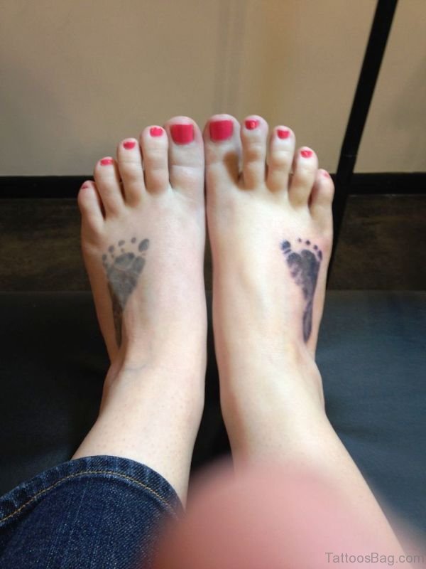 Classic Baby Footprints Tattoo On Feet