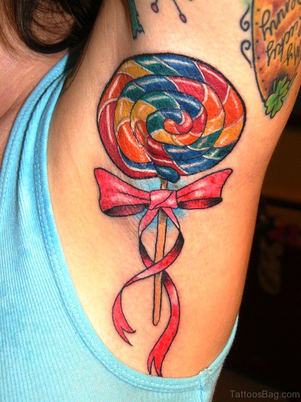 Colorful Candy Tattoo On Armpit