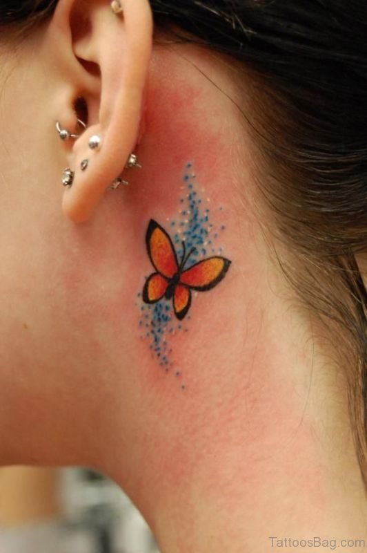 Cute Butterfly And Star Tattoo Design 1