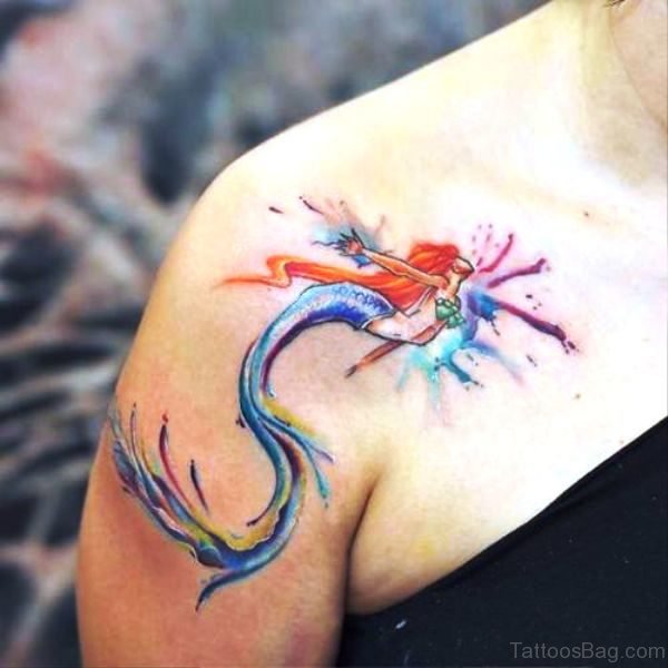 Cute Colorful Mermaid Tattoo