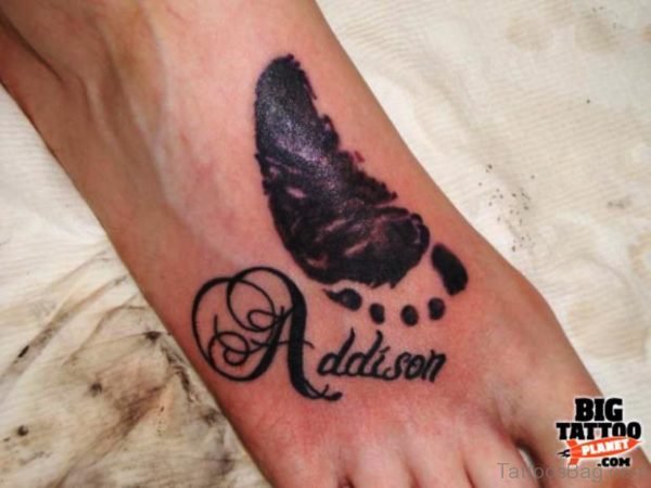 Dark Black Baby Footprint Tattoo
