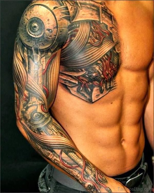 Dazzling Anatomical Tattoo On Shoulder