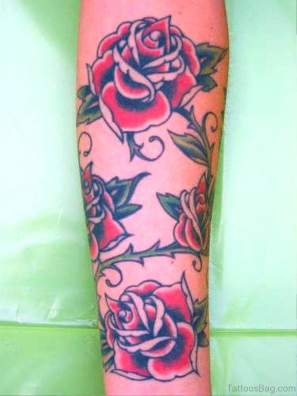 Dazzling Rose Vine Tattoo On Arm