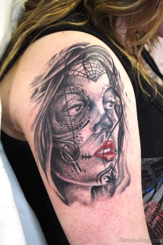 Dead Girl Gypsy Tattoo On Shoulder