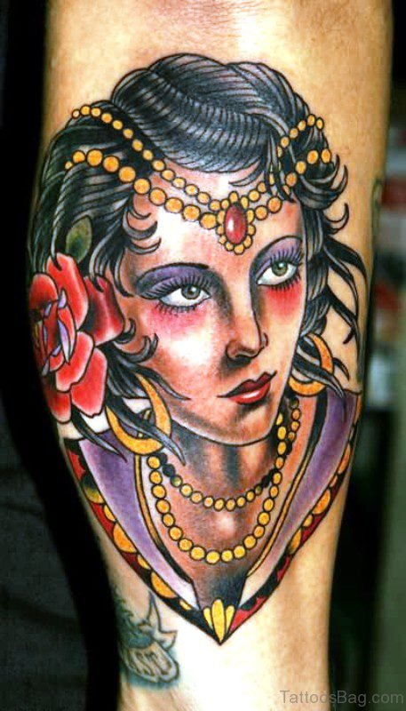 Delightful Gypsy Tattoo On Arm