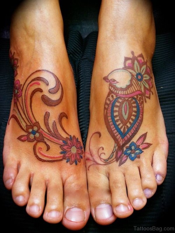 Designer Brown Tattoo On Foot