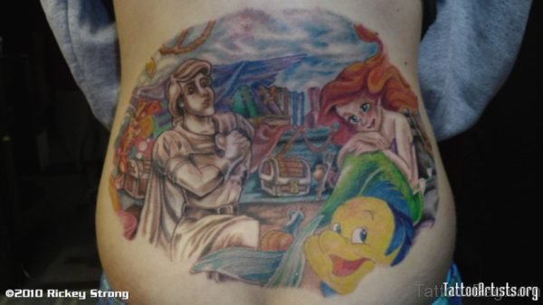 Disney Mermaid Tattoo On Lower Back