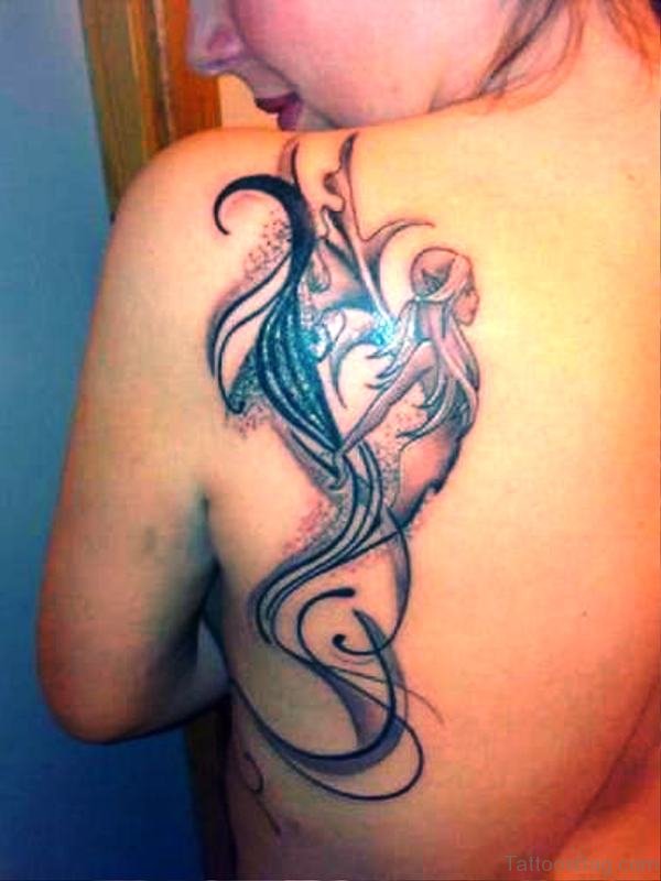 Fairy Mermaid Tattoo On Back Shoulder