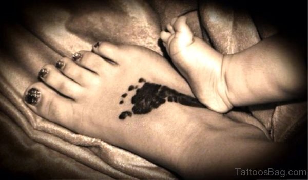 Fantastic Baby Footprint Tattoo On Foot