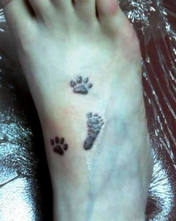 Footprint With Paws Tattoo Design