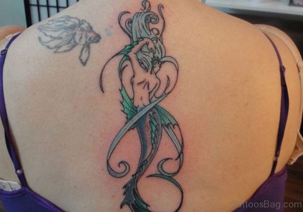Great Mermaid Tattoo On Back