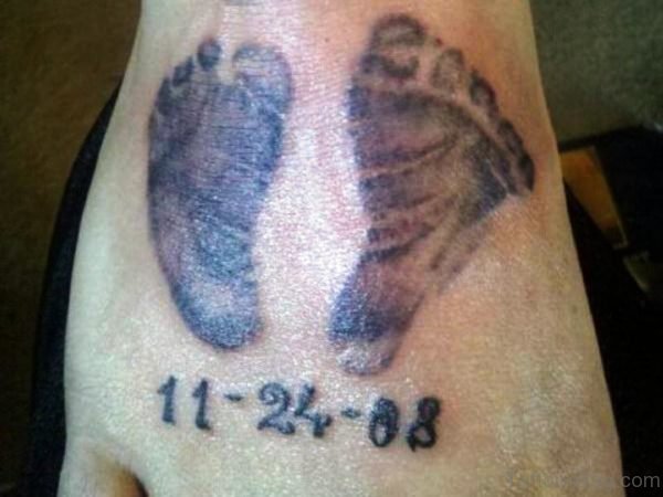 Grey Memorial Baby Footprint Tattoo