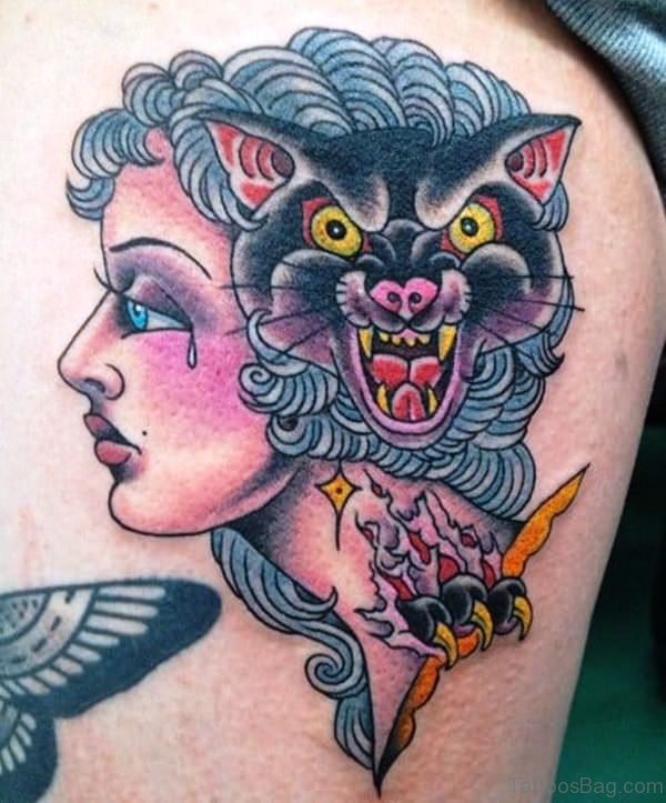 Gypsy Tattoo With Angry Cat