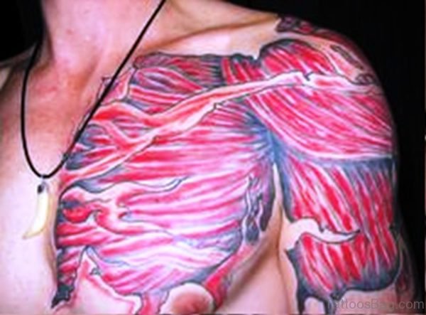 Image Of Anatomical Tattoo On Shoulder