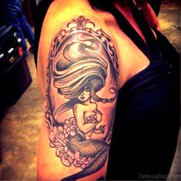 Image Of Mermaid Tattoo On Shoulder