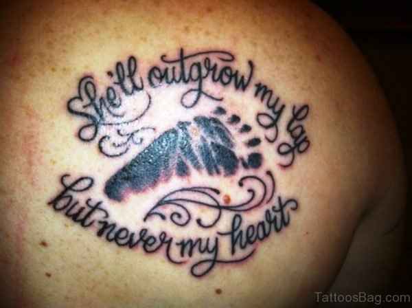 Lettering Footprint Tattoo