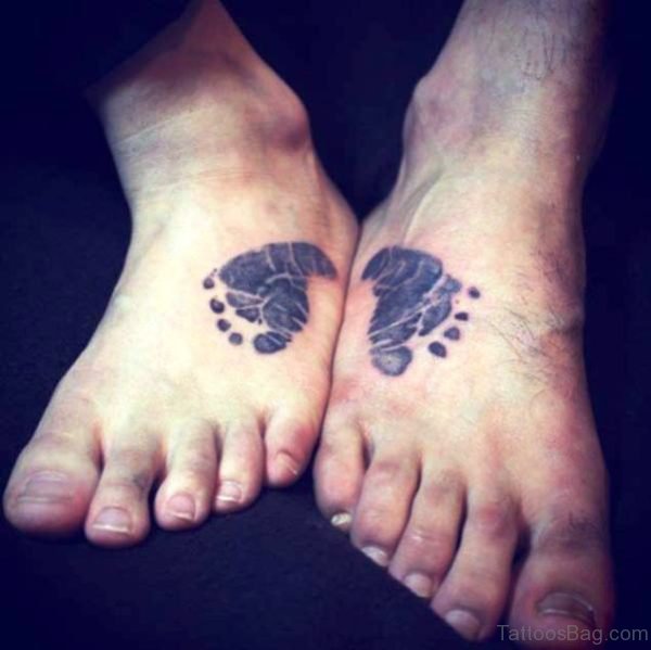 Matching Baby Footprint Tattoo On Feet