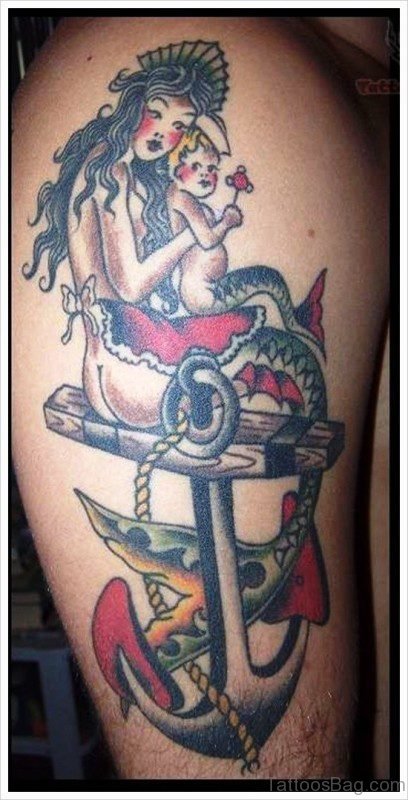 Mermaid And Baby Tattoo Design