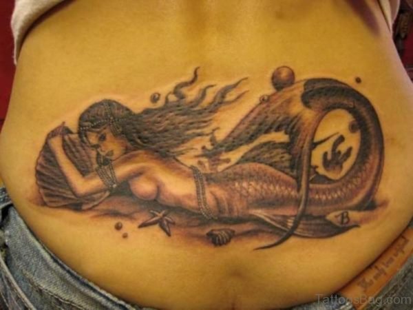 Mermaid Lower Back Tattoo
