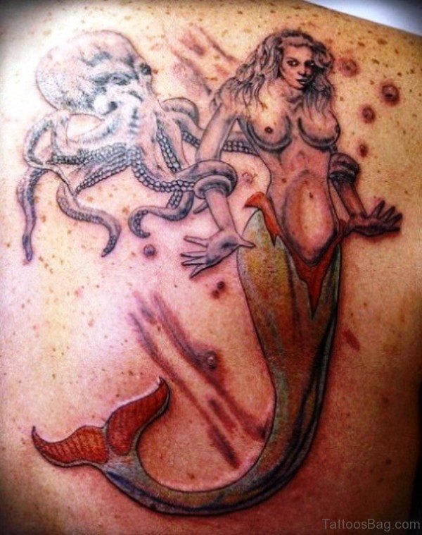 Mermaid With Octopus Tattoo Design