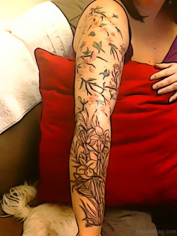 Orchid Vine Tattoo On Arm