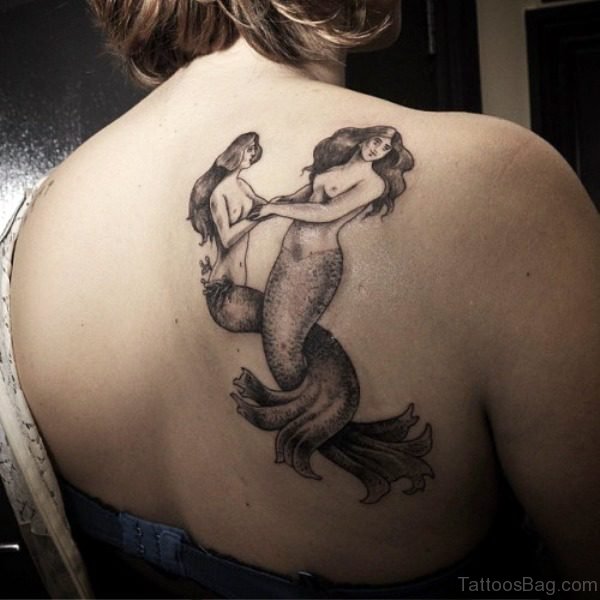 Two Mermaid Tattoos On Shoulder