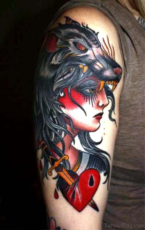 Wolf Dagger With Gypsy Tattoo