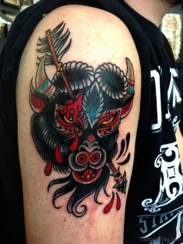 Wonderful Buffalo Tattoo On Shoulder