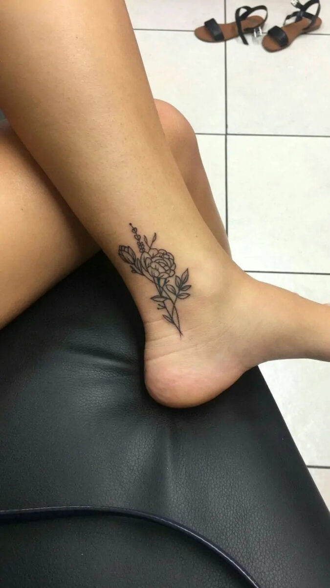 Amazing floral tattoo on ankle6