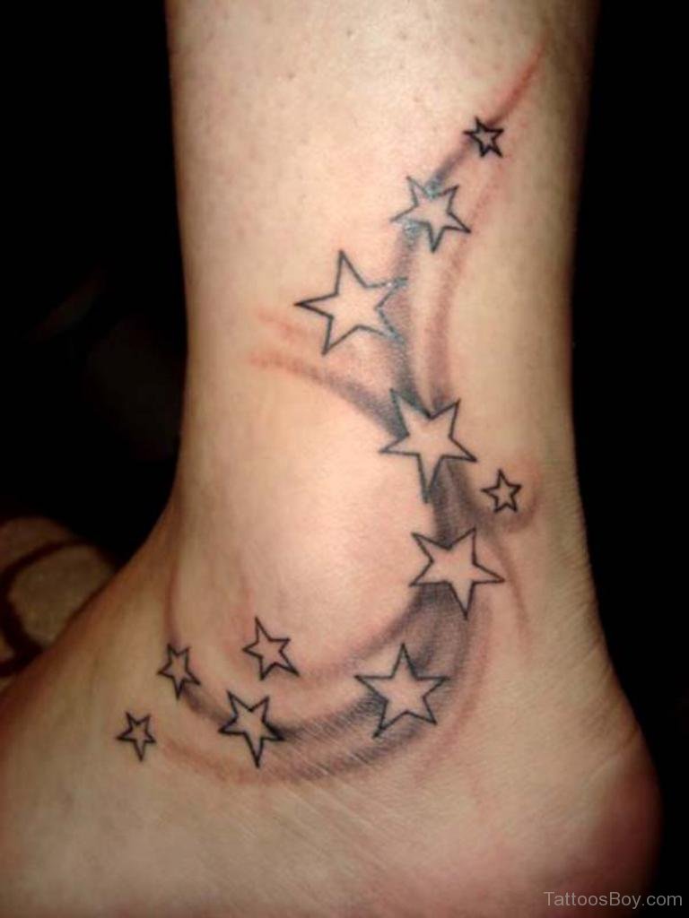 Awesome Star Tattoo On Ankle Tb103