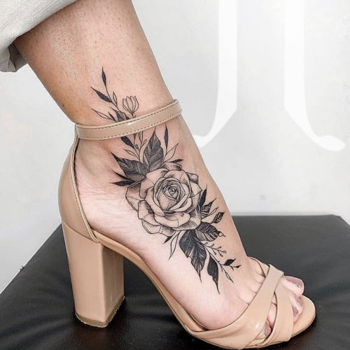 Best floral tattoo on ankle3