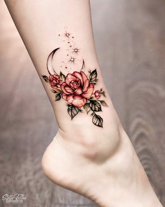 Best floral tattoo on ankle4