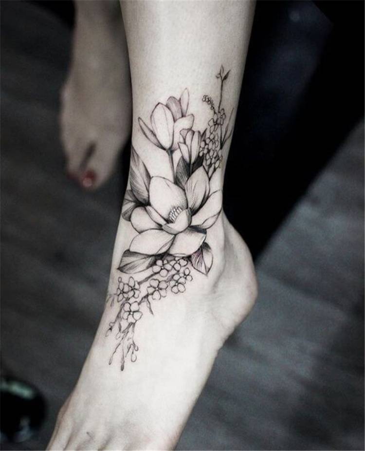 Best floral tattoo on ankle5