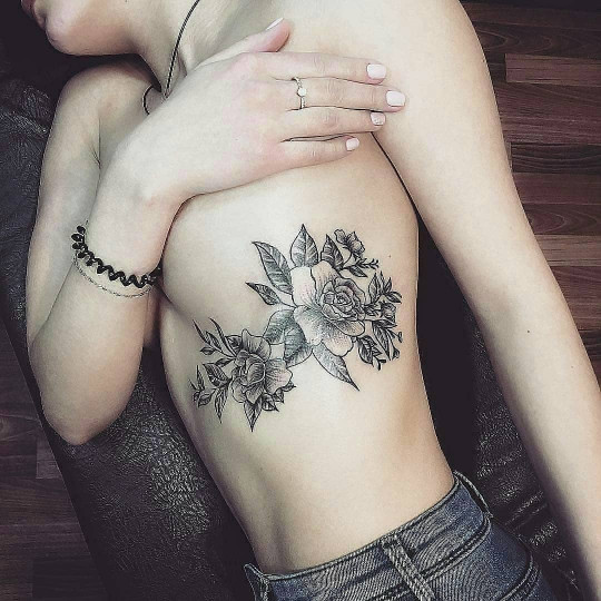 Black Floral Tattoo