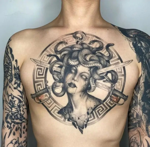 Chest Medusa Tattoo