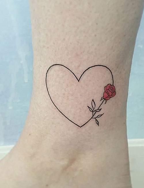 Floral Heart On The Ankle 1