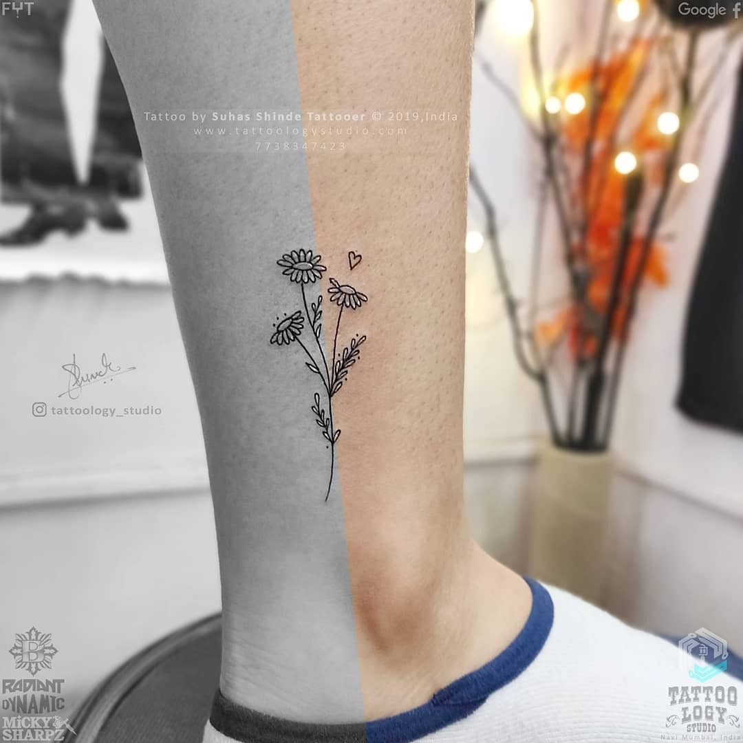 Floral tattoo on ankle7