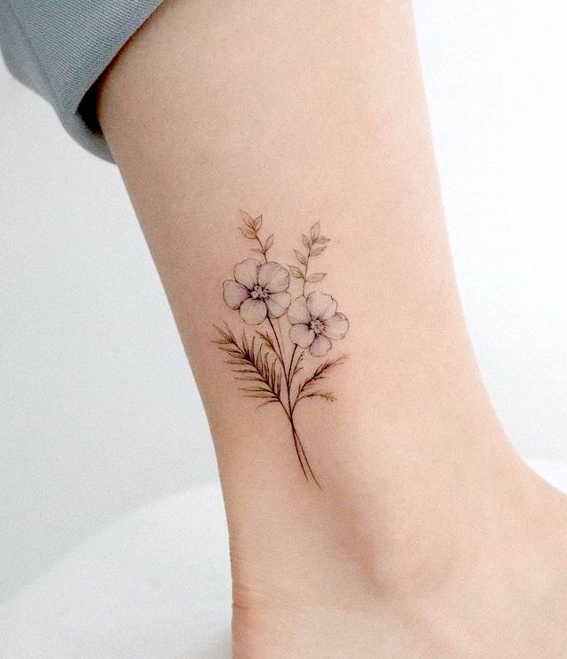 Floral tattoo on ankle9