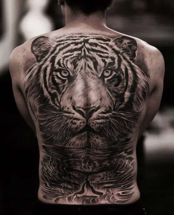 Tiger Tattoo On Full Back For Men