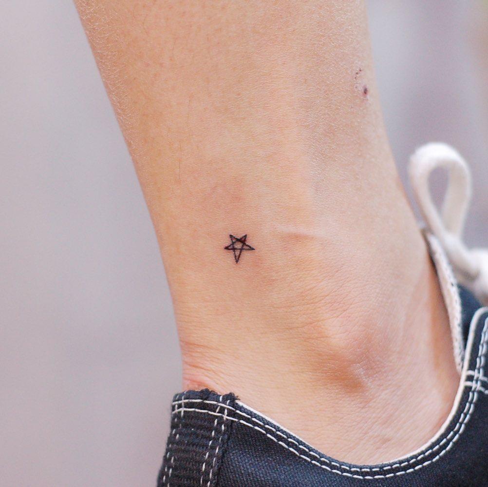 Awesome star tattoo for ankle7