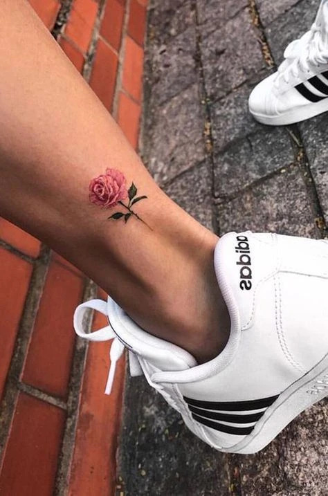Beautiful floral tattoo on ankle1
